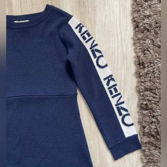 KENZO GIRLS BLUE KNITTED WOOL DRESS 4 YEAR OLD - Picture 3 of 6
